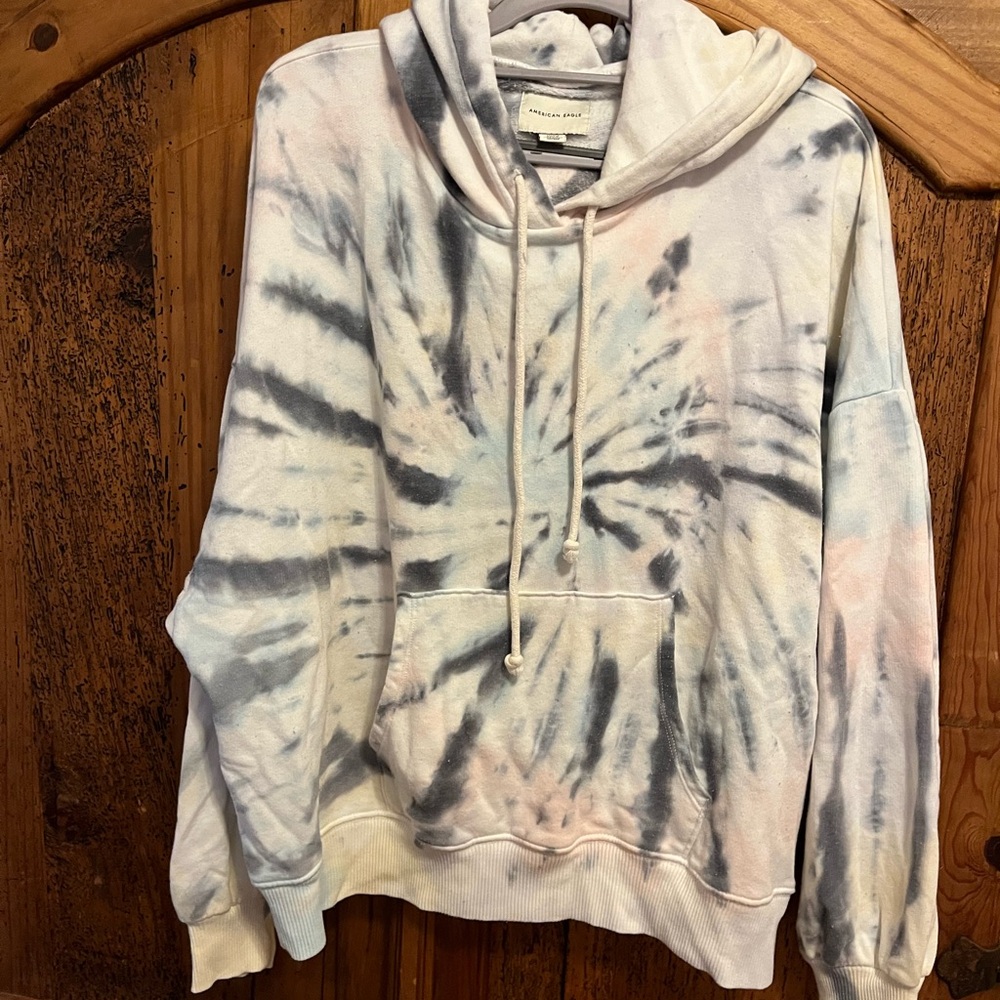 Aeropostale Tie-Dye Hoodie - White and Gray